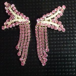 Rare Vintage Crystal Dangle Clip Back Earrings